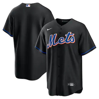 mens nike black new york mets 2022 alternate replica team j